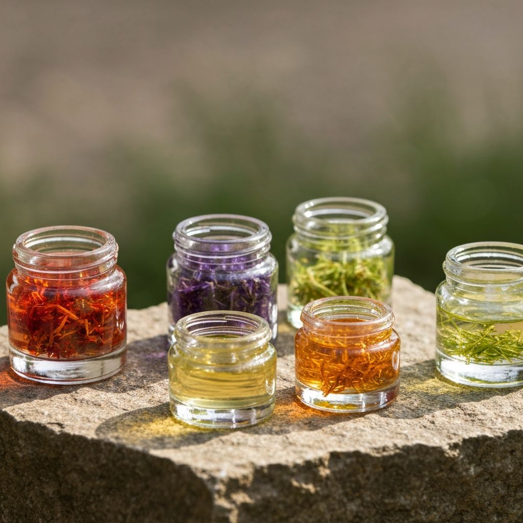 Reine pflanzliche Extrakte in Glasbehältern